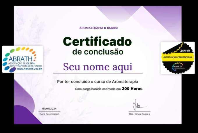 Terapeuta em Aromaterapia - Dra Silvia Soares Certificado do curso